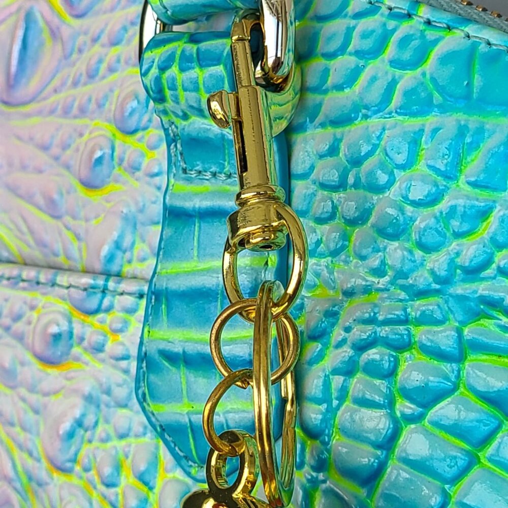 Red OR Pink Apple Purse Charm and Key Ring Gold Tone Hardware - Picture 4 of 11